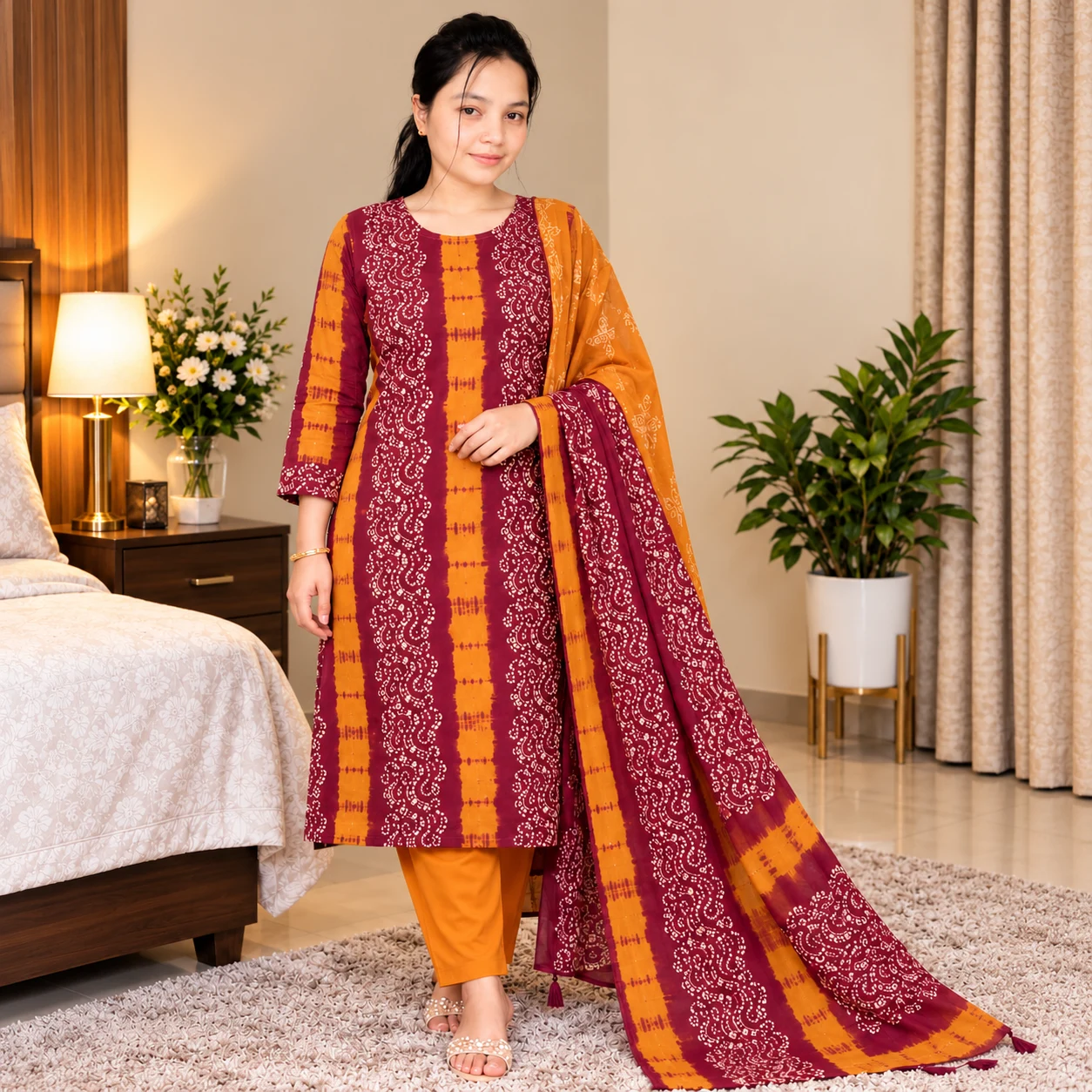 Maroon Mustard Heritage 3-Piece Set
